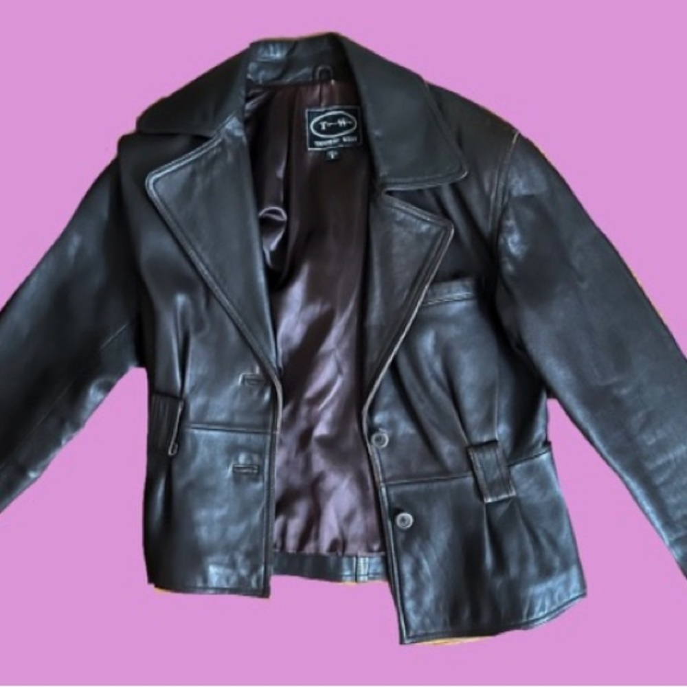 Vintage wine leather jacket small